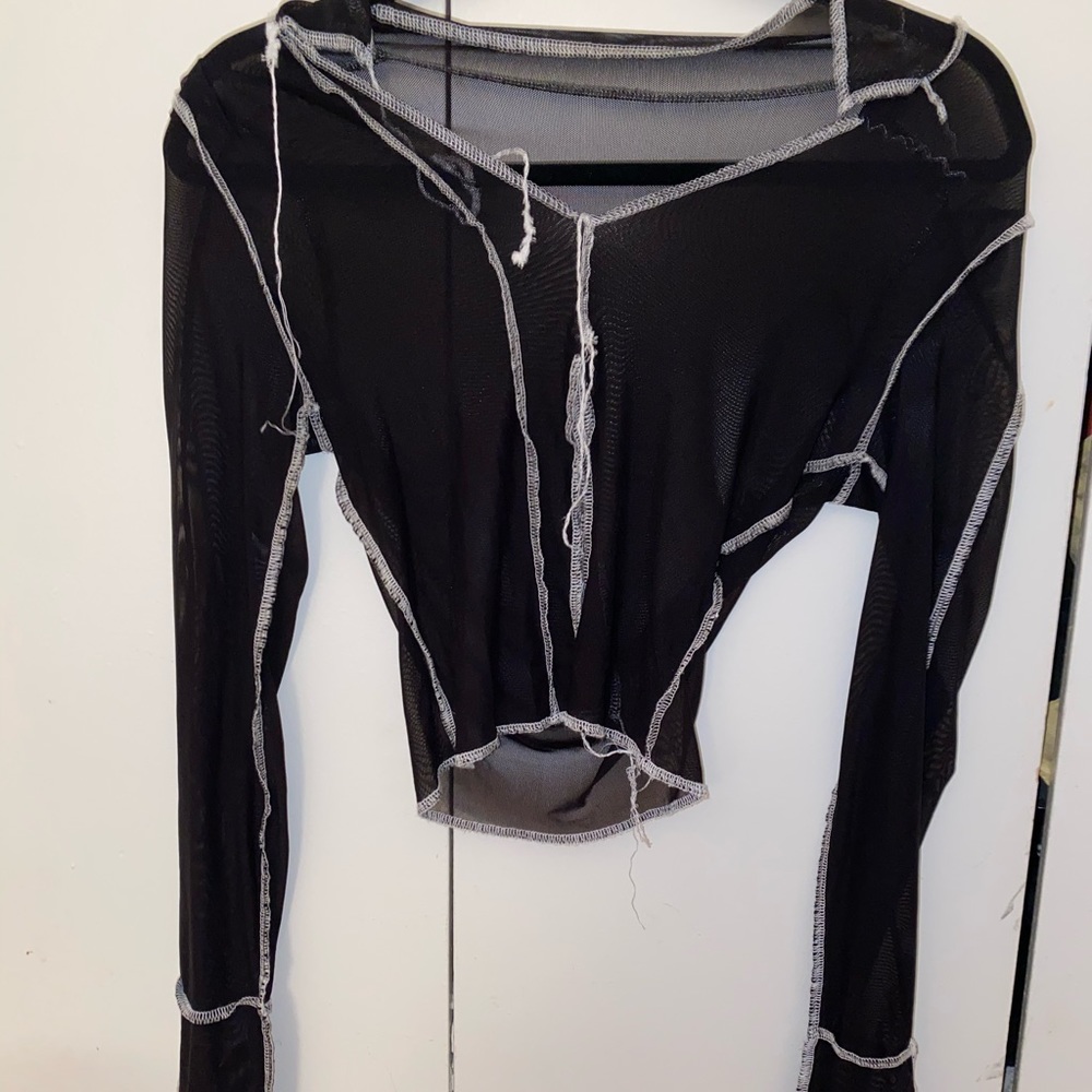 Black mesh top
